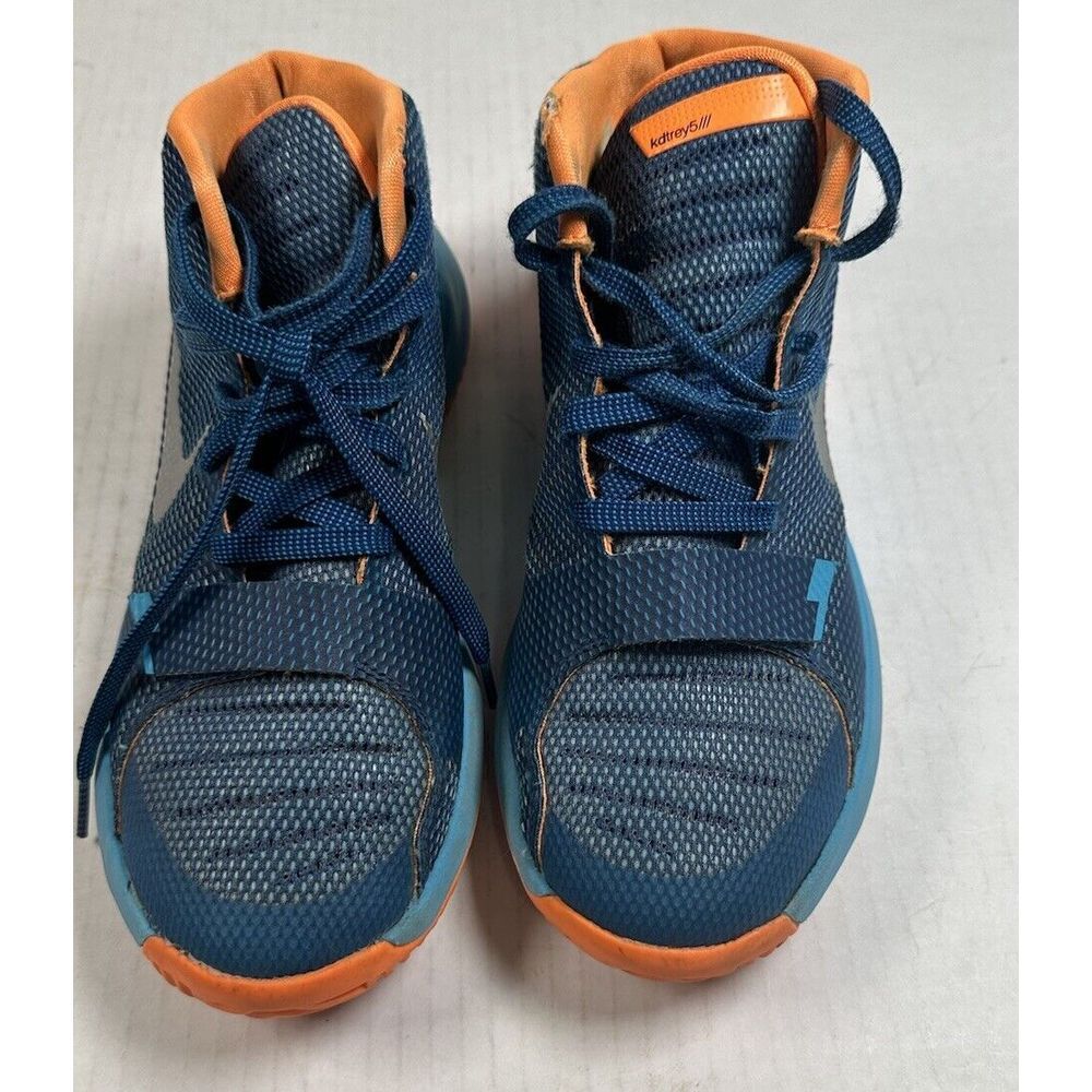 KD TREY 5 III BASKETBALL SHOES Youth SIZE 7 BLUE‎ ORANGE (749377-404)SEE DAMAGE